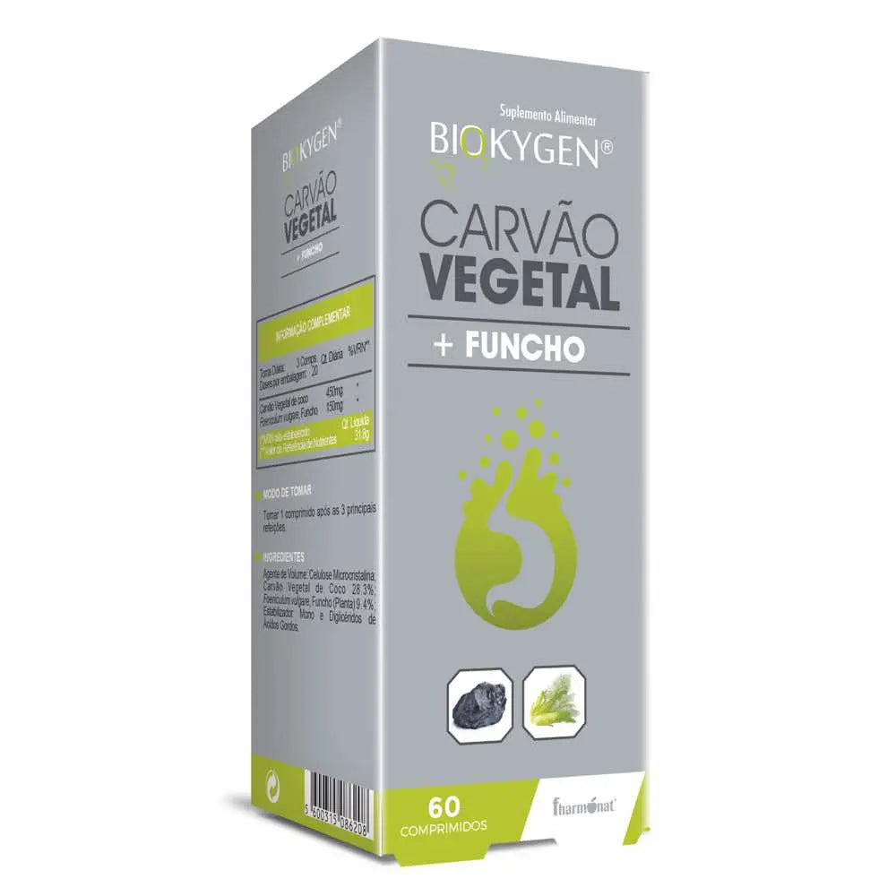 Biokygen CARVÃO VEGETAL + FUNCHO - 60 comprimidos - Oeste Farma