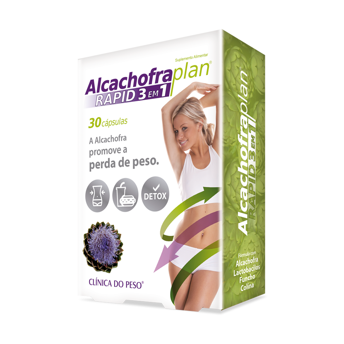CLÍNICA DO PESO ALCACHOFRA PLAN RAPID 3 em 1 - 30 cápsulas