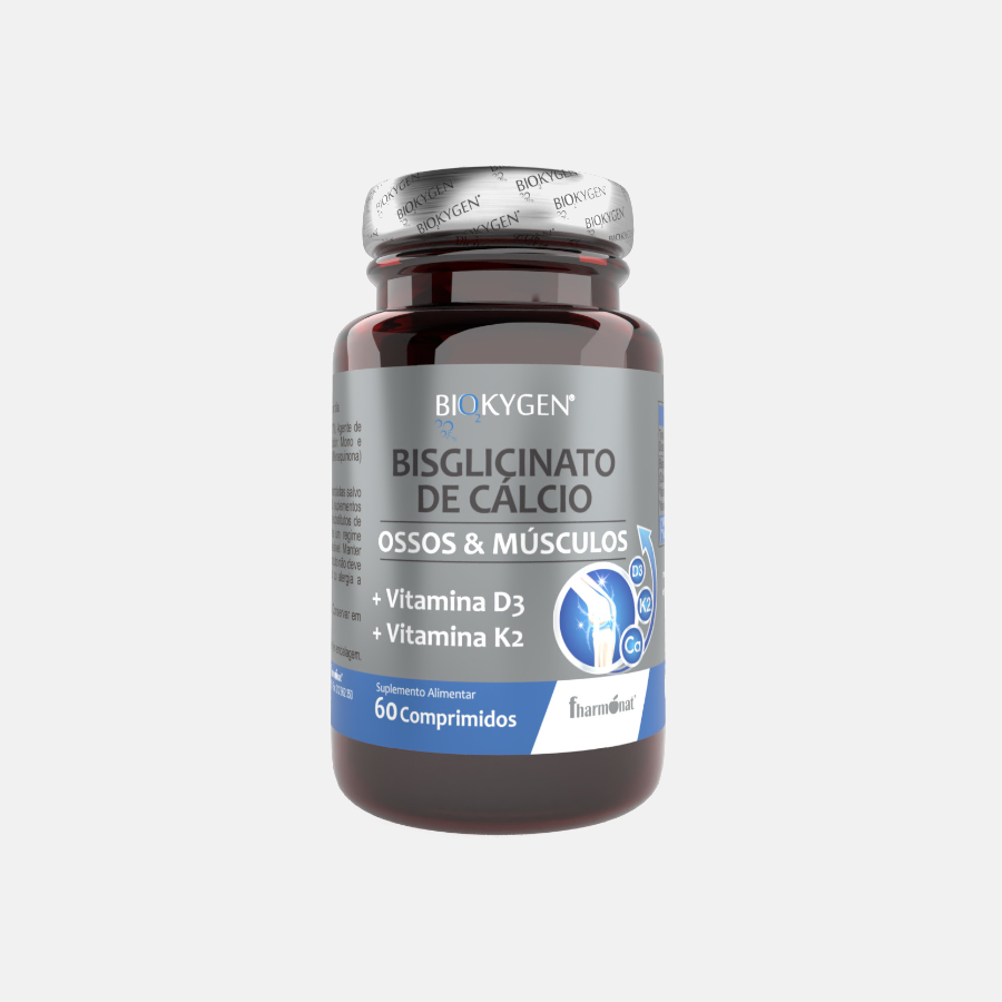 Biokygen BISGLICINATO DE CÁLCIO + D3 + K2 - 60 comprimidos - Oeste Farma